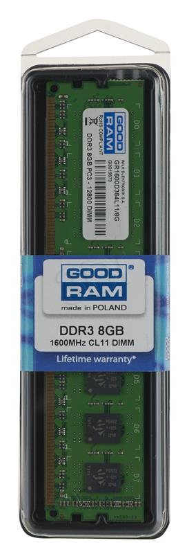 GoodRam DDR3, 8 GB, 1600MHz, CL11 (GR1600D364L11/8G) operatīvā atmiņa