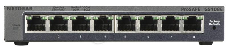 Netgear ProSafe Plus 8-Port Gigabit Desktop Switch Metal (GS108E v3) komutators