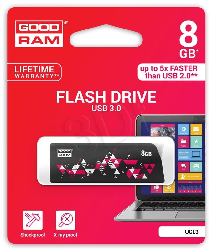 GOODRAM CL CK   8GB     USB3.0 Black USB Flash atmiņa