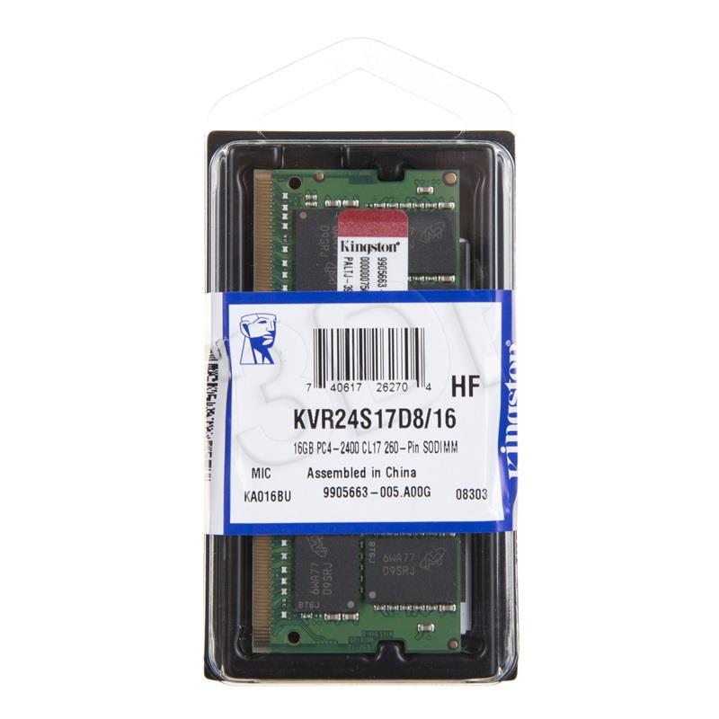 KINGSTON 16GB 2400MHz DDR4 Non-ECC CL17 operatīvā atmiņa