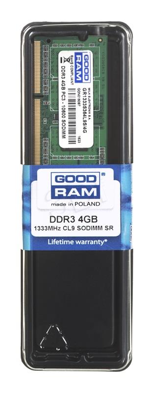 Goodram SODIMM DDR3 4GB/1333    CL9 5128 operatīvā atmiņa