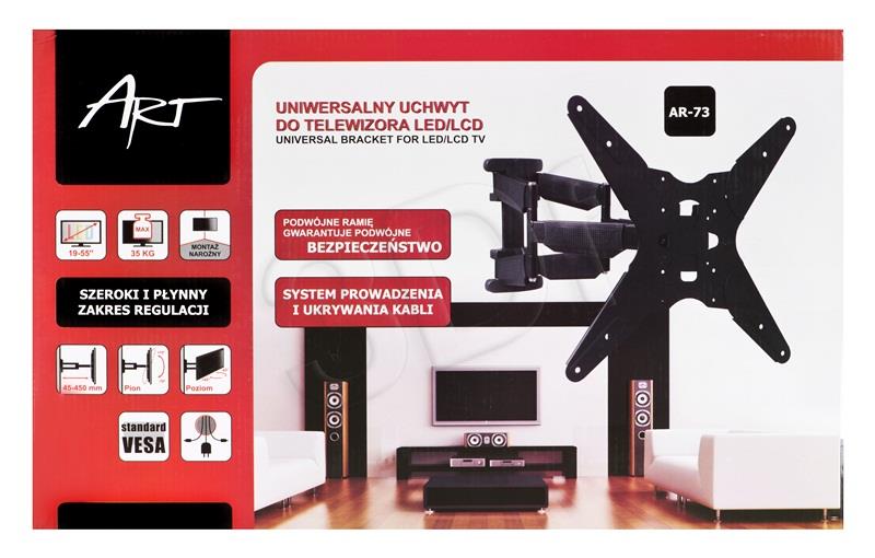ART Holder AR-73 for  LCD/LED 19-55'' 35kg reg. vertical/level double arm TV stiprinājums