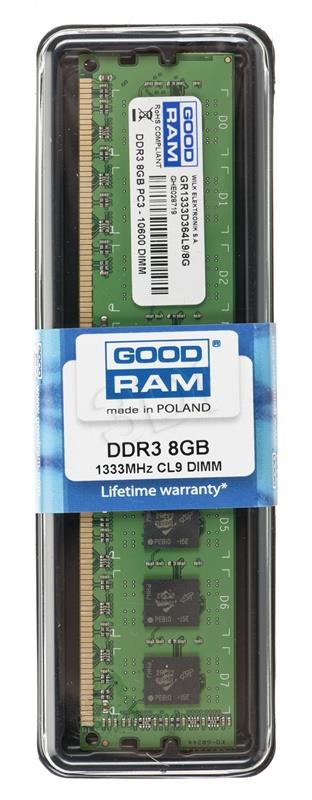 GoodRam DDR3, 8 GB, 1333MHz, CL9 (GR1333D364L9/8G) operatīvā atmiņa