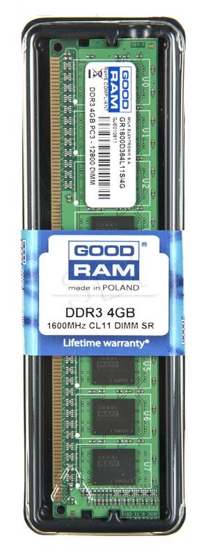 Goodram DDR3  4GB/1600 5128     Single Rank CL11 operatīvā atmiņa