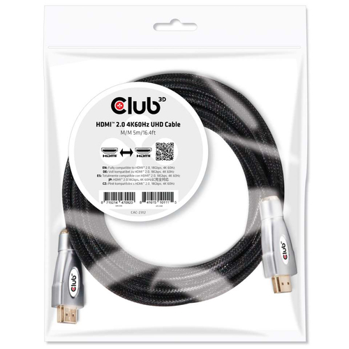 CLUB 3D HDMI 2.0 4K60Hz UHD cable 5m video karte