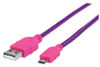 USB Kabel Manhattan A -> micro B St/St  1.8m pink/lila USB kabelis