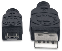 USB Kabel Manhattan A -> micro B St/St  1.00m sw USB kabelis