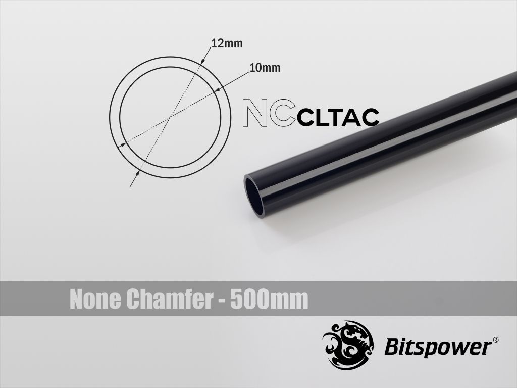 Bitspower Crystal Link Tube 12/10mm, Lange 500mm - black ūdens dzesēšanas sistēmas piederumi