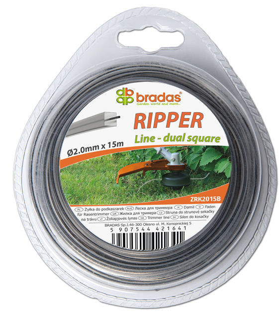 Bradas Zylka Ripper Dual kwadrat 2mm 15m blister (ZRK2015B) ZRK2015B (5907544421641) Zāles pļāvējs - Trimmeris