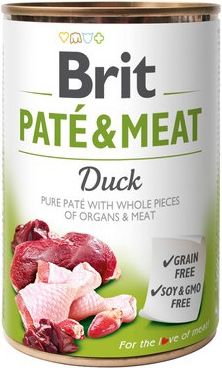 Brit Pate & meat duck 400g VAT012001 (8595602557424) barība suņiem