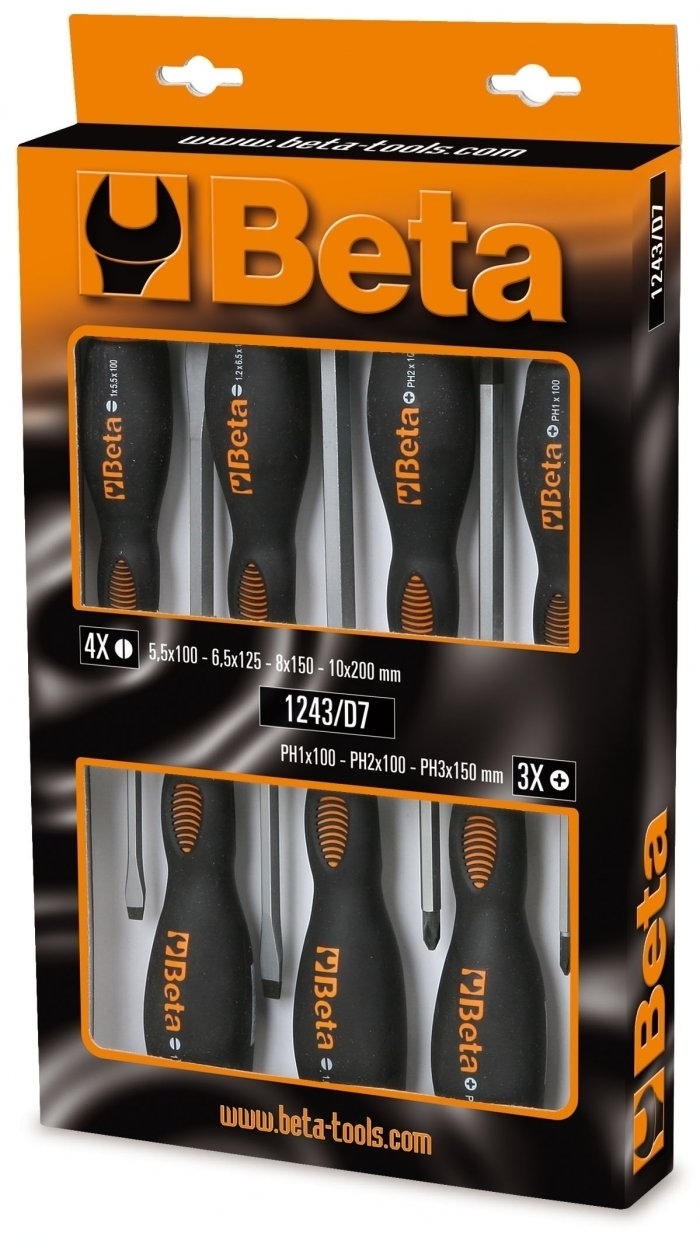 Beta Tools Zestaw wkretakow do pobijania 7 sztuk (1243/D7) 1243/D7 (8014230517544)