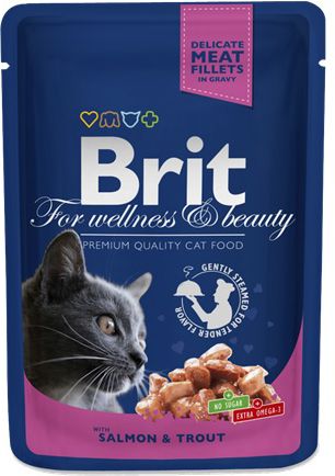Brit Premium Cat Pouches with Salmon & Trout 100g kaķu barība