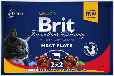 Brit Premium Cat Pouches Meat Plate 4x100g kaķu barība