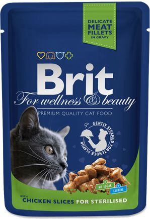 Brit Premium Cat Pouches Chicken Slices for Sterilised 100g kaķu barība