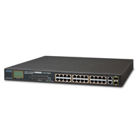 24-Port 10/100TX 802.3at PoE + 2-Port Gigabit TP/SFP Combo Ethernet Switch with LCD PoE Monitor (300W) komutators