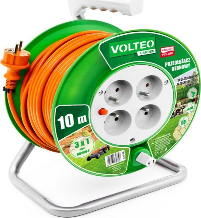 Volteo PRZEDLUZACZ OGRODOWY NA BEBNIE 10M PRZEWOD H05VV-F 3*1MM VT-415-1001 (5908235757896) elektrības pagarinātājs