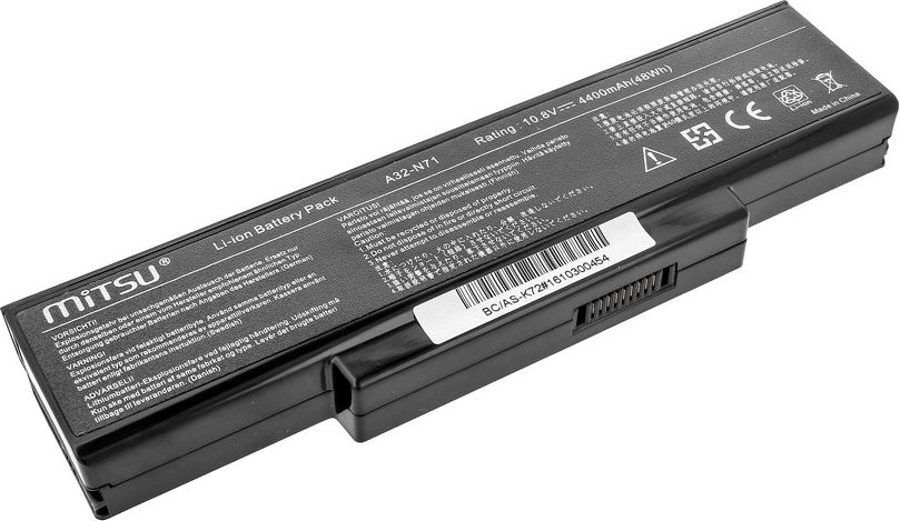 Mitsu Asus K72, K73     N73, X77 (4400 mAh) akumulators, baterija portatīvajiem datoriem