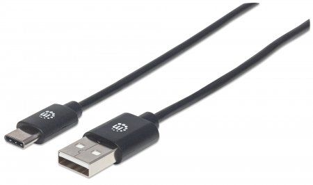 Manhattan USB 2.0 Typ C-Kabel C-Stecker/A-Stecker 2m schwarz kabelis, vads