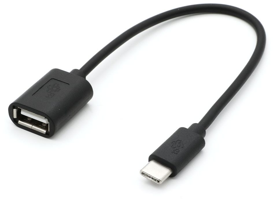 Cable OTG USB AF - USB C 15cm black USB kabelis