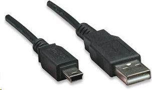 USB Kabel Manhattan A -> mini B St/St  1.80m sw USB kabelis