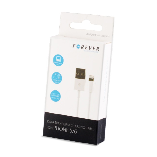 Forever USB Datu un Uzlādes Kabelis uz Lightning iPhone 5 5S 6 iPhone SE Balts 3m (MD818 Analogs) (EU Blister) aksesuārs