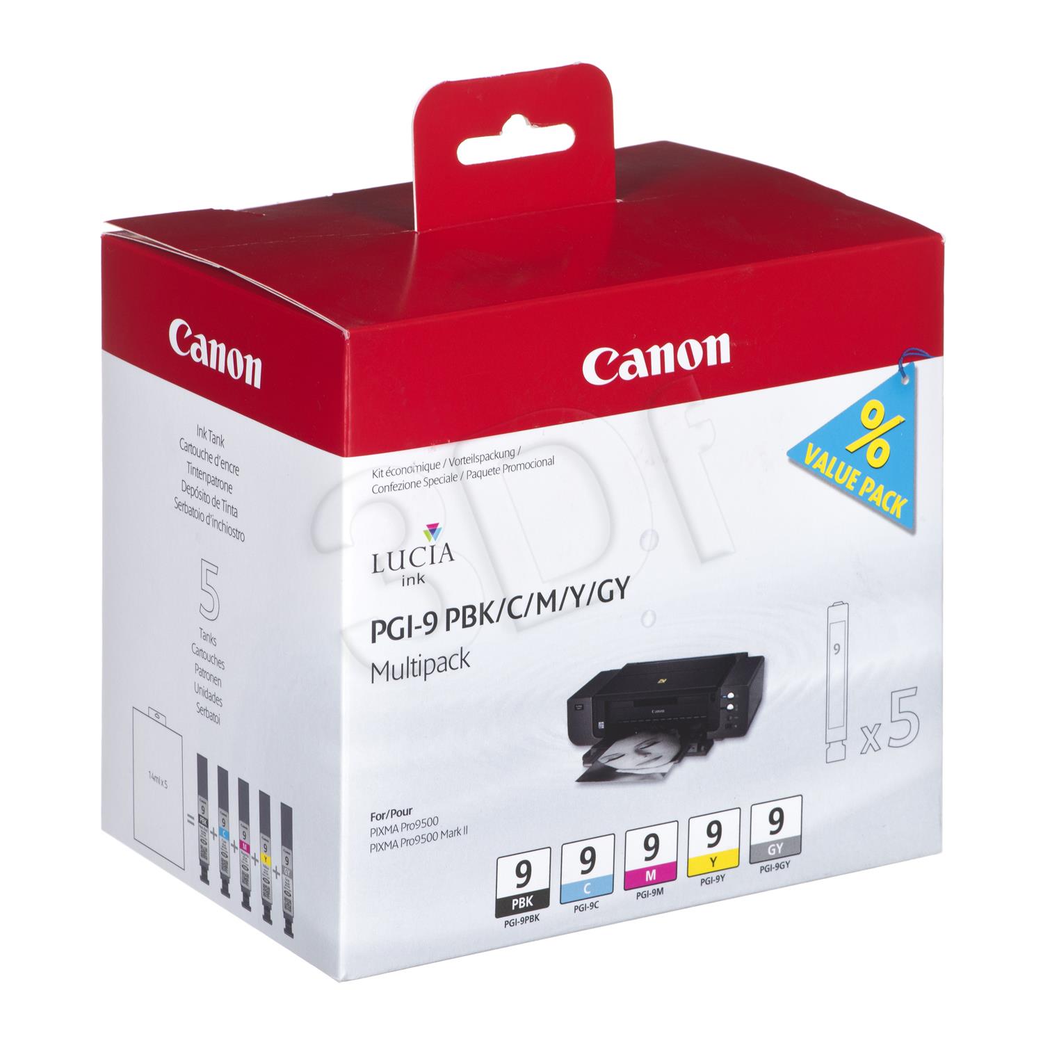 Cartridge Canon PGI9 PBK/C/M/Y/GY MultiPack | Pixma Pro 9500 kārtridžs