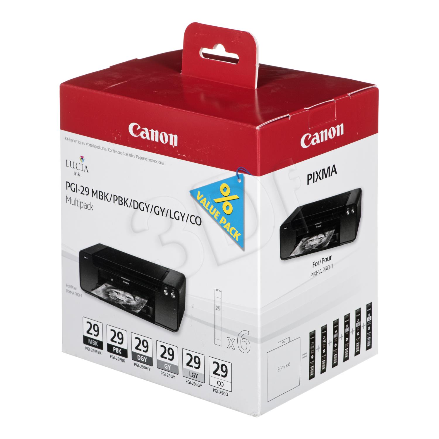 Canon PGI29 MBK/PBK/DGY/GY/LGY/CO Multi Pack (4868B018) kārtridžs