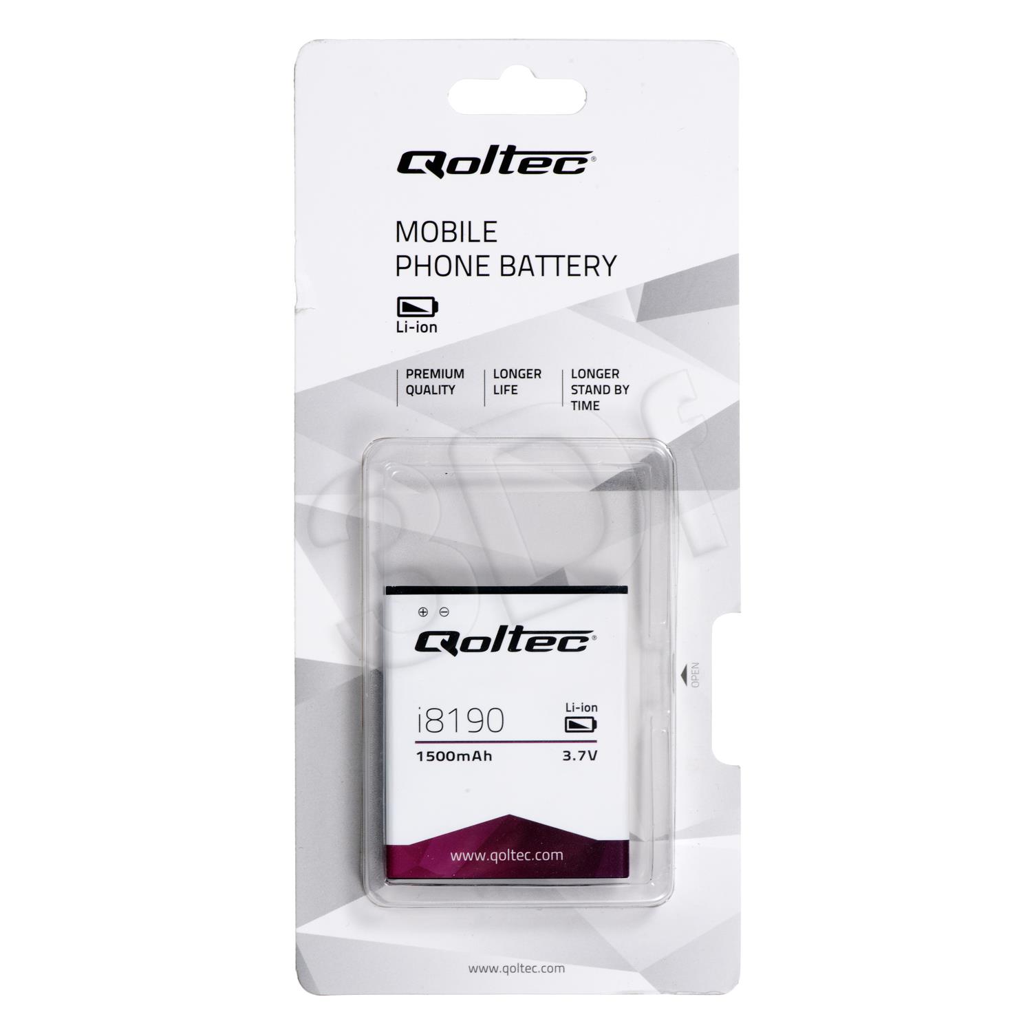 QOLTEC Battery for Samsung Galaxy S3 mini i8190, Ace2 i8160 | 1500mAh akumulators, baterija mobilajam telefonam