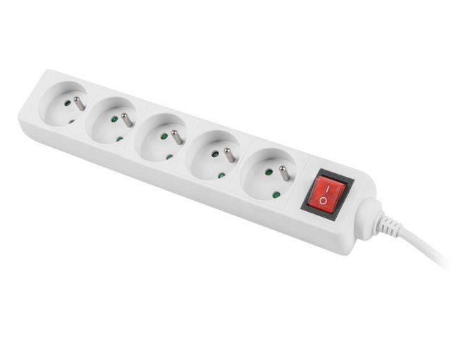 Power strip 1.5m, white, 5 sockets, with switch, cable made of solid copper elektrības pagarinātājs