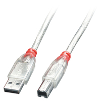 Lindy USB 2.0 Cable Typ A/B transparent M/M 0.2m USB kabelis