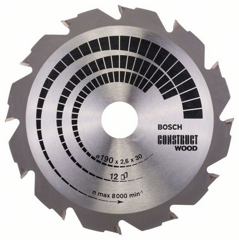 Bosch Tarcza pilarska Construct Wood 190x30 z12 - 2608640633 B 2608640633 (3165140194266) Elektriskais zāģis