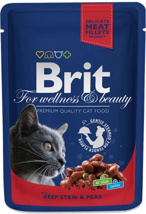 Brit Premium Cat Pouches with Beef Stew & Peas 100g kaķu barība