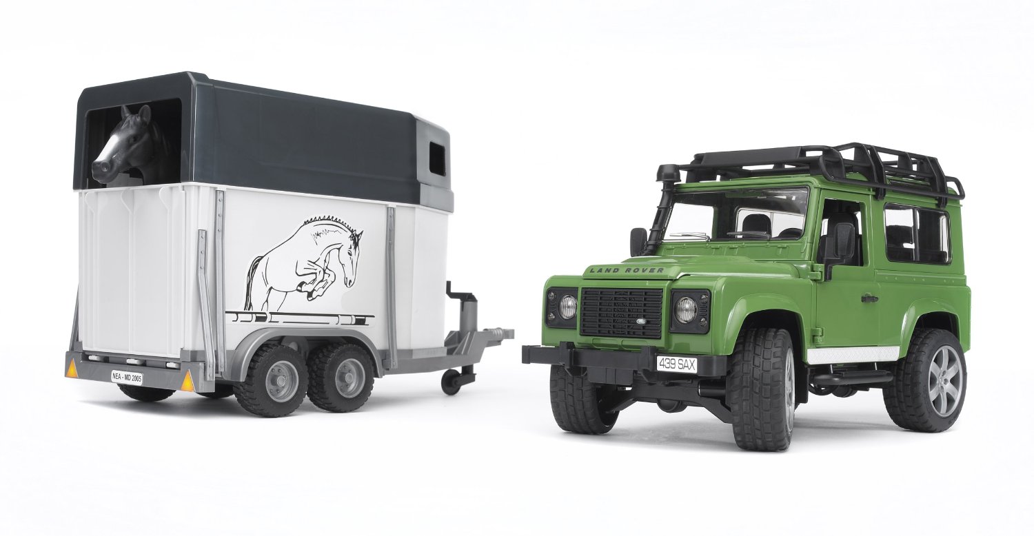 Bruder Professional Series Kraj Rover Defender with Horse Trailer (02592) Rotaļu auto un modeļi