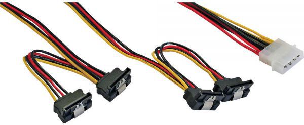 InLine 1x Molex - 4x SATA cable, angled, 40 + 55cm - 29672B kabelis datoram