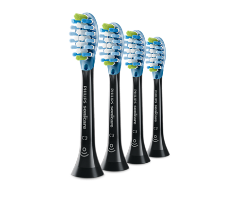 Philips Sonicare C3 Premium zobu sukas uzgalis (4gab) (melns) HX9044/33 mutes higiēnai