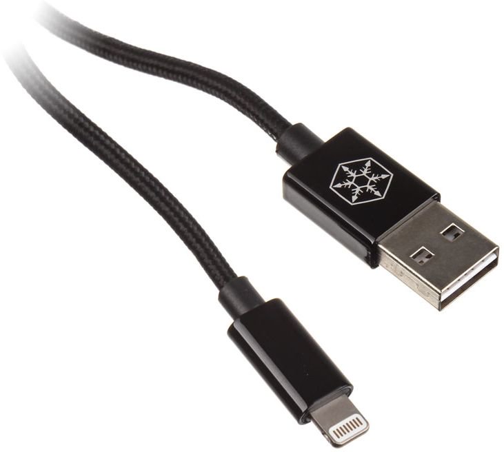 Silverstone CPU03 USB-Ladekabel Lightning, schwarz - 100cm kabelis, vads