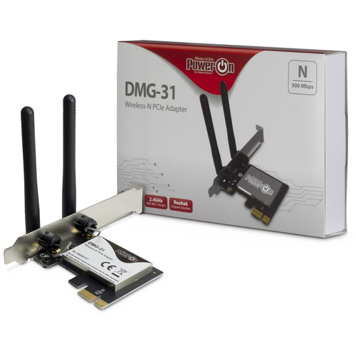 Inter-Tech Wi-Fi 4 PCIe Adapter DMG-31 2T2R Antenne  300Mbps retail tīkla karte