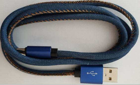 Gembird Premium jeans (denim) Type-C USB cable with metal connectors, 1m, blue USB kabelis