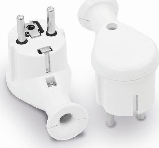 Volteo WTYCZKA KATOWA ROZBIERALNA UNI-SCHUKO, 2P+Z 16A, 250V BIALA VT-301-0050 (5908235761060) adapteris