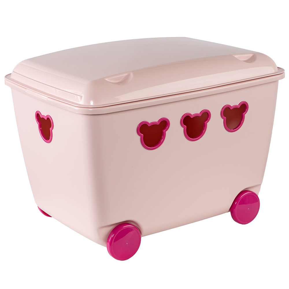 Branq Uzglabasanas kaste Teddy Box 55L ar riteniem, roza
