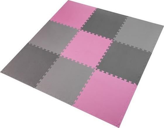 One Fitness Mat puzzle 9 pcs pink-gray (17-63-084) Matrači un tūrisma paklāji