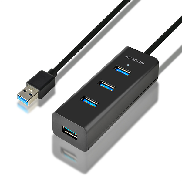 AXAGON HUE-S2BL 4x USB3.0 Charging Hub 1.2m Cable, MicroUSB Charging USB centrmezgli