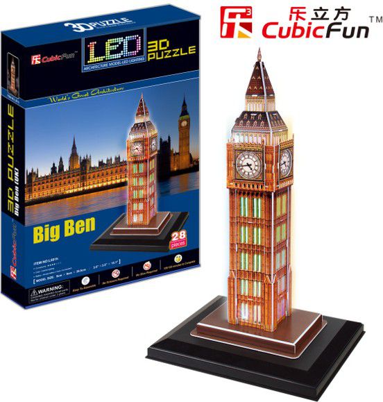 Cubicfun PUZZLE 3D Zegar Big Ben (Swiatlo) - L501H puzle, puzzle