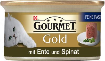 Nestle GOURMET GOLD 85g org.pate KACZKA SZPINAK 012327 (7613033523434) kaķu barība
