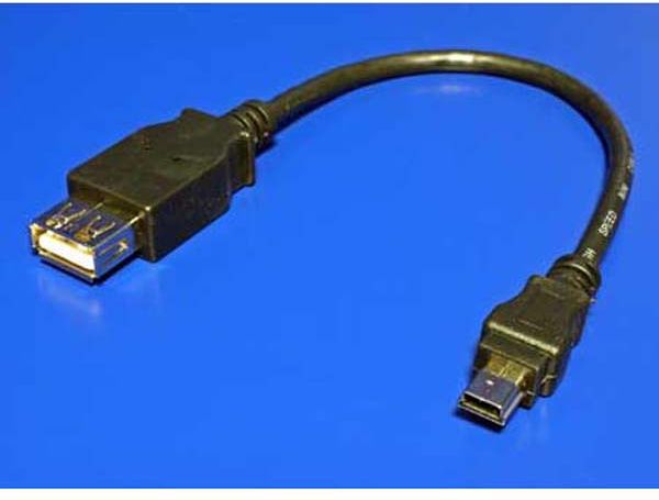 Adapter USB USB kabel (2.0), miniUSB (M) - USB A F, 0.2m, czarny () - KVUF002501 947235 (8590274366831)