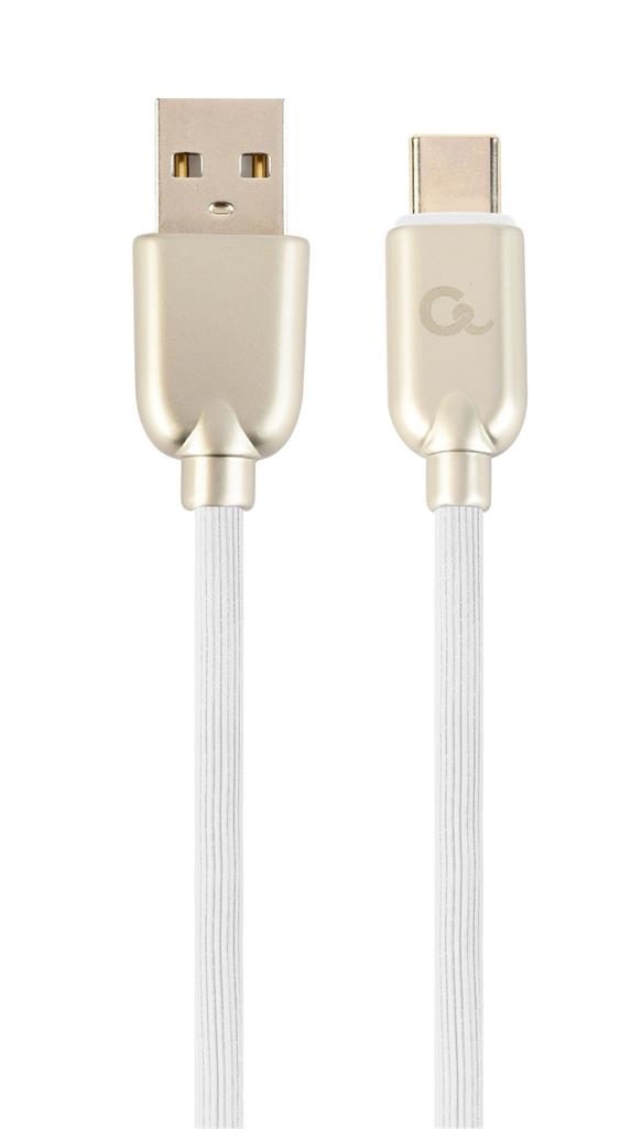 Gembird Premium rubber Type-C USB charging and data cable, 1m, white USB kabelis