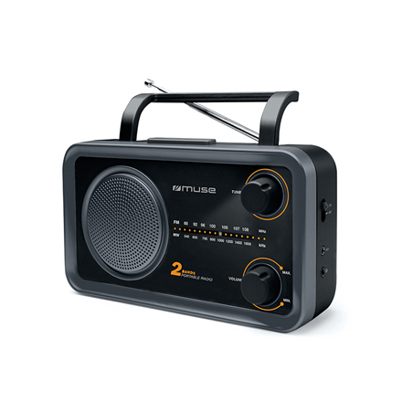 Muse 2-bands portable radio M-06DS Grey, AUX in radio, radiopulksteņi