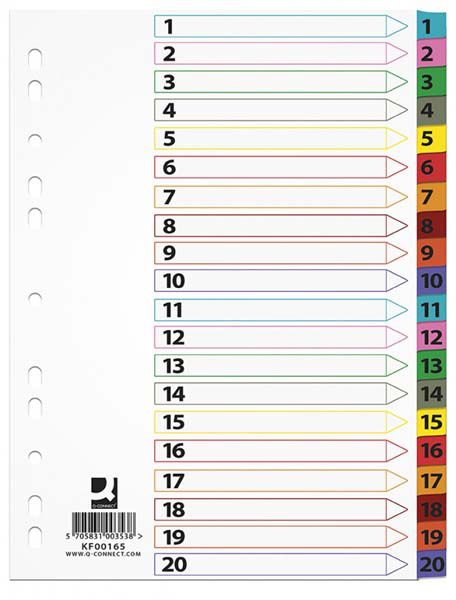 Q-Connect Przekladki kartonowe Mylar A4, 1-20 (KF00165) KF00165 (5706002001650) biroja tehnikas aksesuāri