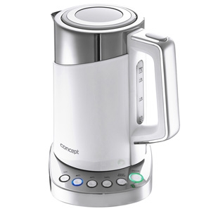 Concept RK3170 electric kettle 1.7 L 2200 W Stainless steel, White Elektriskā Tējkanna