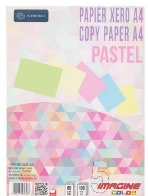 Interdruk Papier ksero A4 80g Mix kolorow Pastel 100 arkuszy 203221 (5902277236487) papīrs